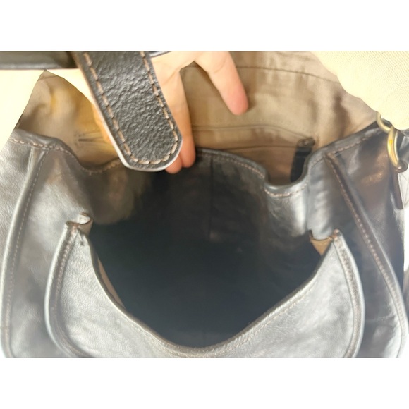 vintage fossil crossbody bag Top Handle Black Leather Bag Adjustable Messenger - Picture 11 of 14